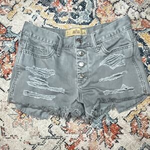 Hollister Short-Short Women’s Gray Denim High Rise Cut Off Shorts 7 28 2"